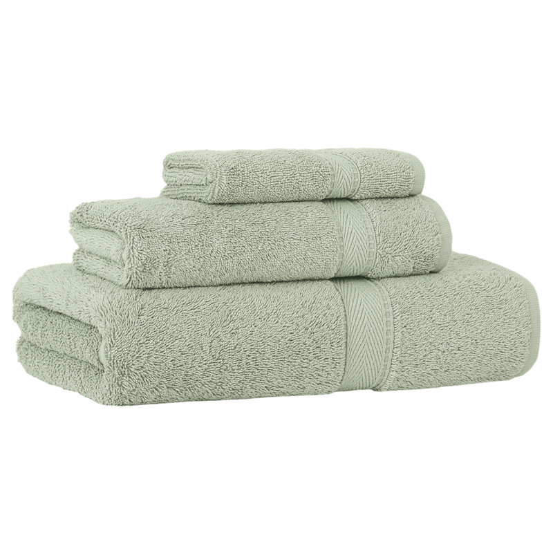 Ensemble de serviettes en coton turc 3 pièces Sinemis, Vert