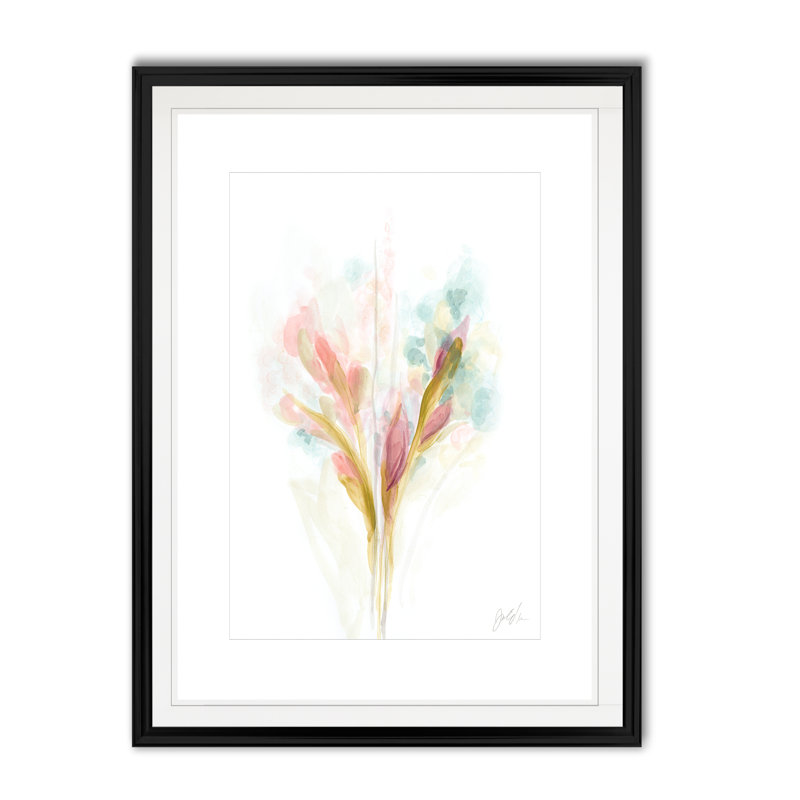 «L Floral Trace I», reproduction sur toile, H 18,5 po x l 24,5 po x P 1,5 po, Cadre noir
