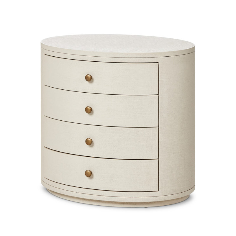 Yazmin Luciana Oval Nightstand-Linen, Ivory Painted Linen
