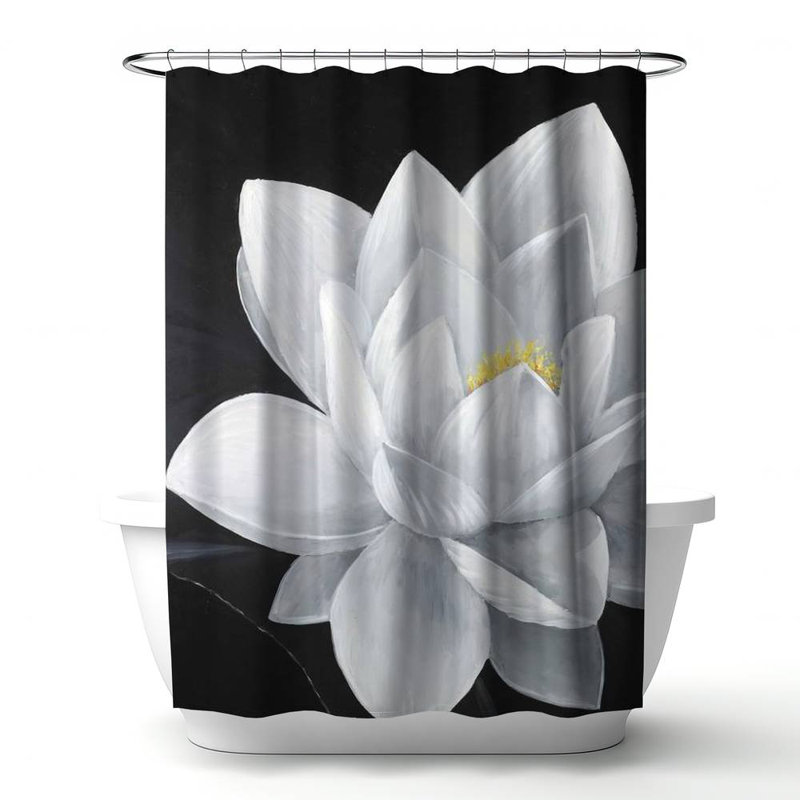 Floral – Polyester Shower Curtain, Dye Sublimation Print, 71" W × 74" L