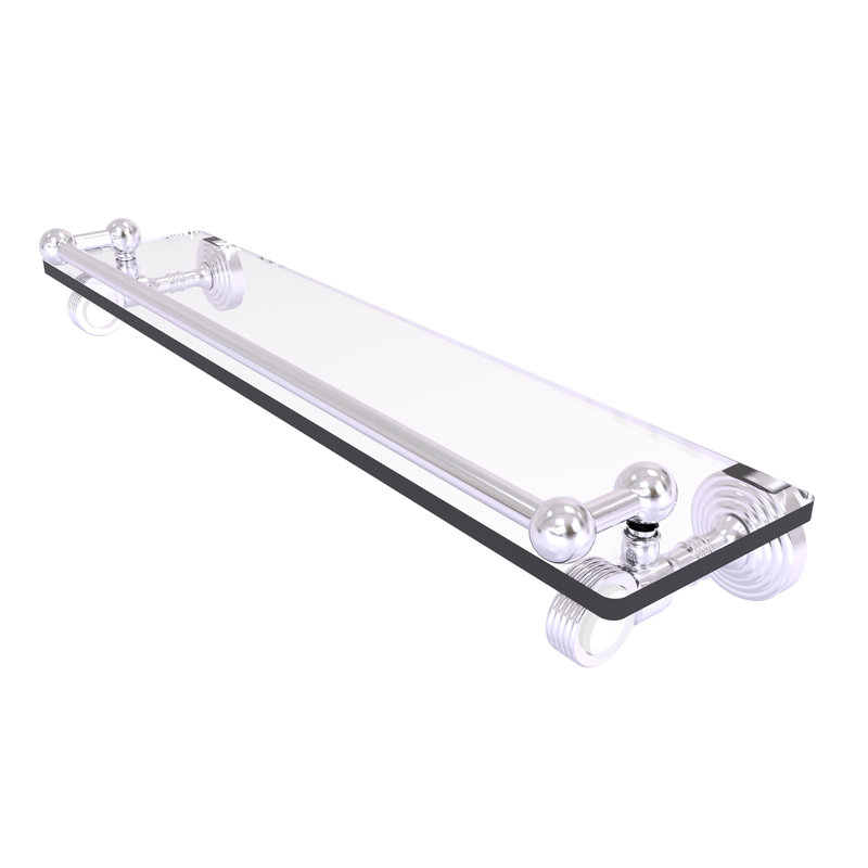 Tablette à support en verre avec barre à serviettes Jarrell, H 3,5 po x l 22 po x P 5,5 po, Chrome satiné