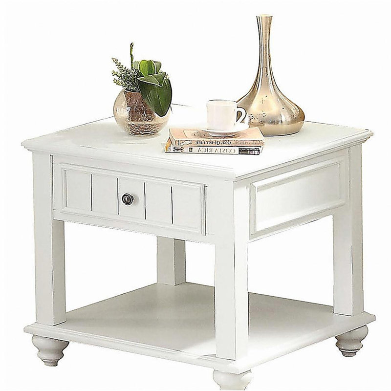 Table de bout blanche avec tablette inférieure