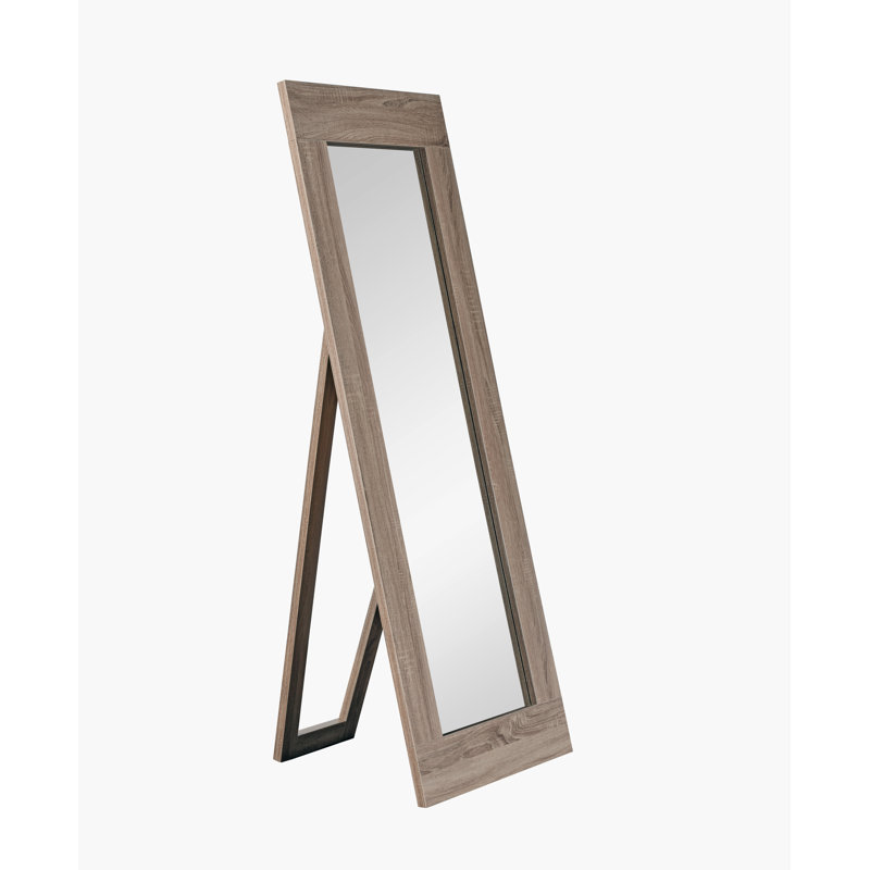 Engleside Wood Flat Floor Mirror, Dark Taupe