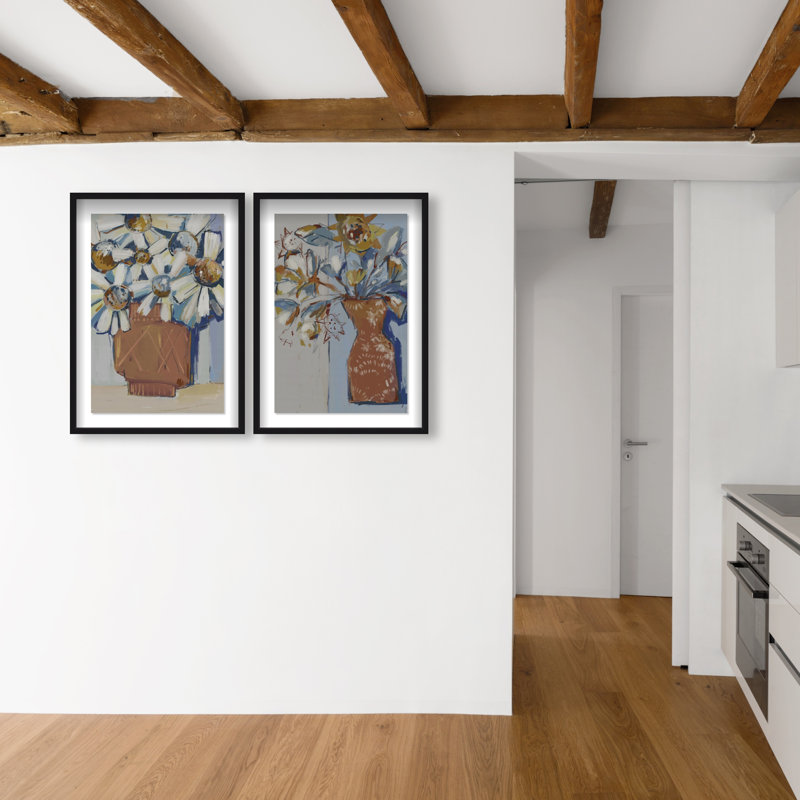 Abstract Flowers Set Shadowbox Abstract Print by Oliver Gal, Black Frame, 10 x 15, 37.5" H x 25.5" W, Black Shadowbox