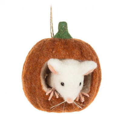 Ornement en forme de souris dans une citrouille