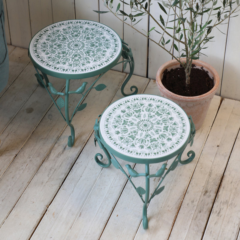 Support à plante en céramique pour l'intérieur et l'extérieur, ensemble de 2 supports à fleurs ronds en mosaïque pour porte-fleurs 
