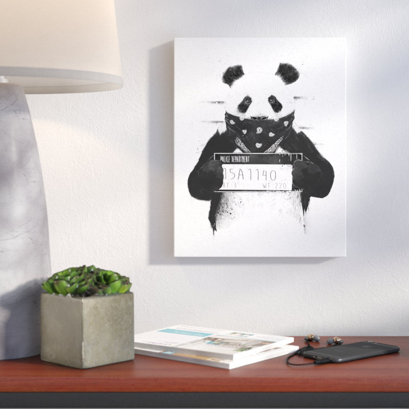 «Bad Panda Black and White Panda Bear Mugshot», impression, H 16 po x l 13 po x P 0,75 po, Papier avec cadre noir