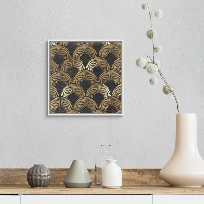 «Golden Art Deco II» par Aimee Wilson, reproduction sur toile, Impression encadrée, H 14 po x l 14 po, Blanc