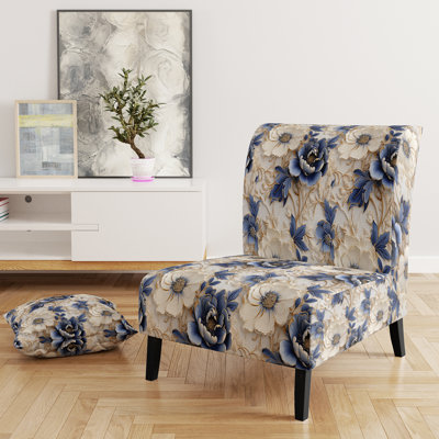 Rustic Victorian Brocade Victorian Pattern - Upholstered Floral Accent Chair Cottage Side Chair