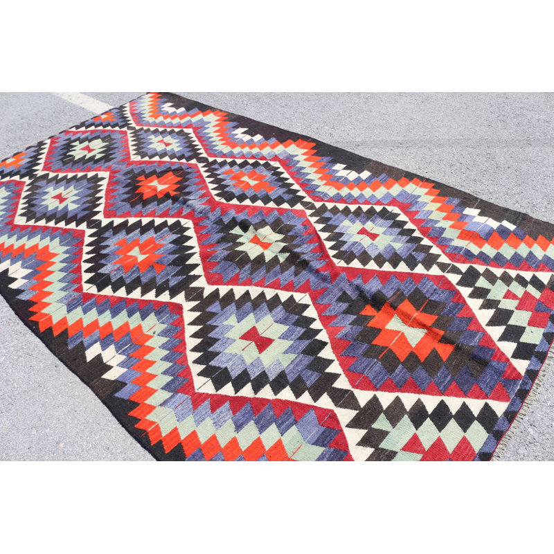 Grand kilim turc rétro noir pour la décoration de maison et de chambre à coucher de la Turquie