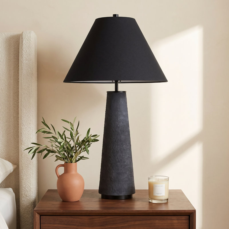 Alexy Ceramic Table Lamp, Matte Black