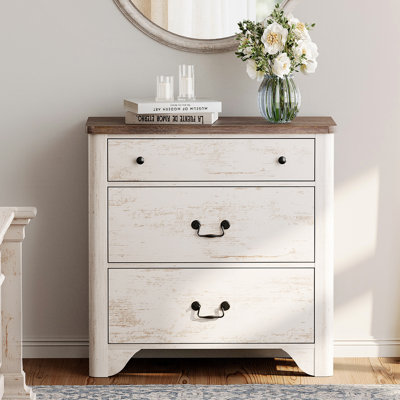 Haikey 3-Drawer End Table For Bedroom, Mid Century Modern Wooden Closet Storage Organizer