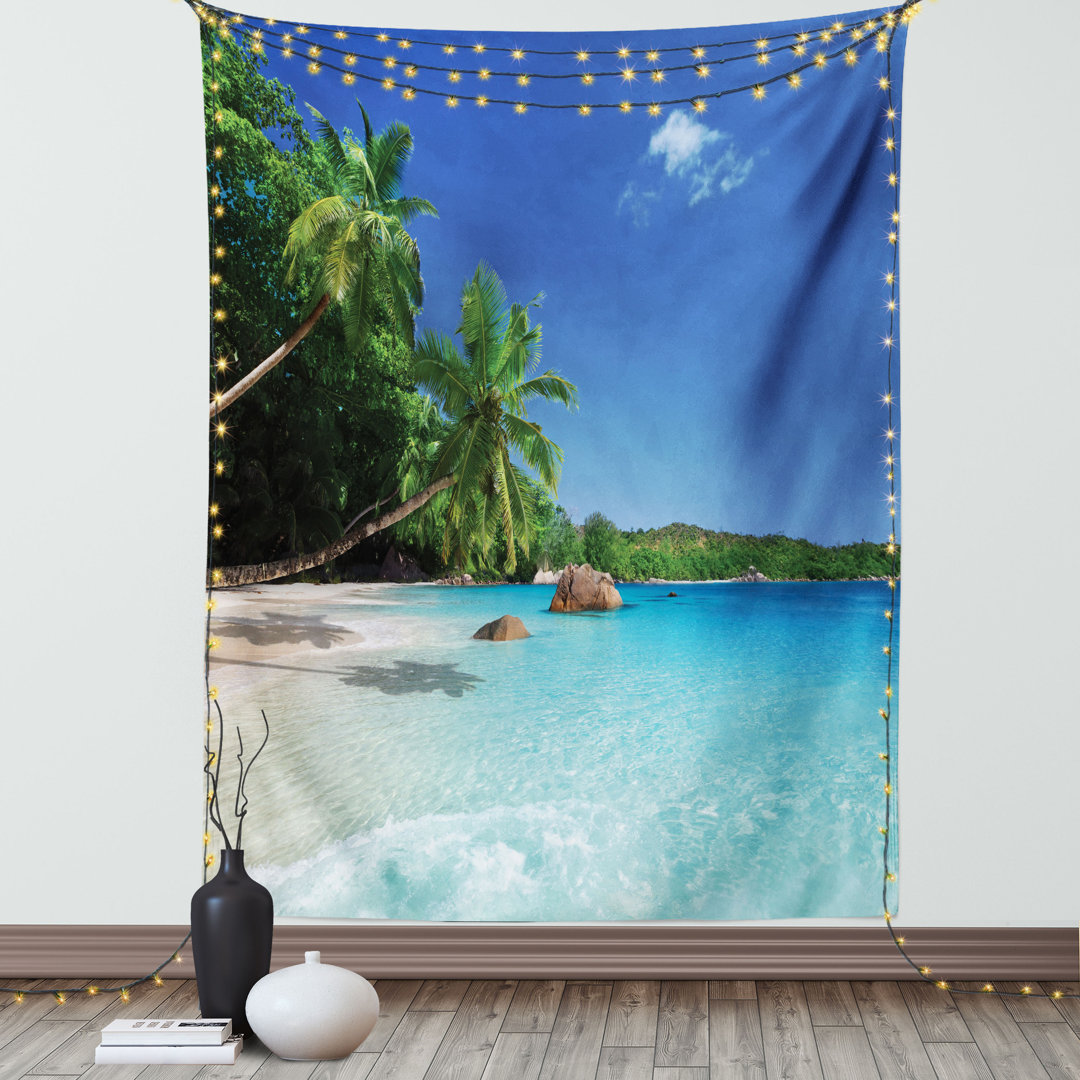 Tapisserie Sunny Horizon Skyline Wasser Isolierter Strand auf der Insel Prislin