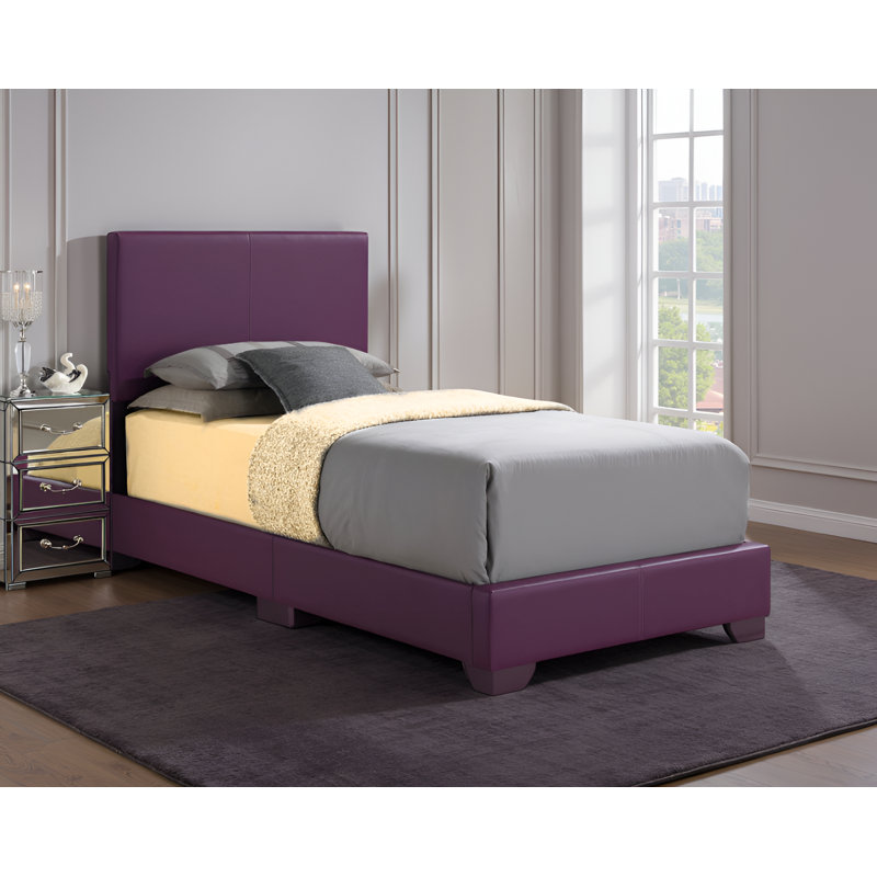 Antwerp Purple Faux Leather Twin Bed, Twin, Purple