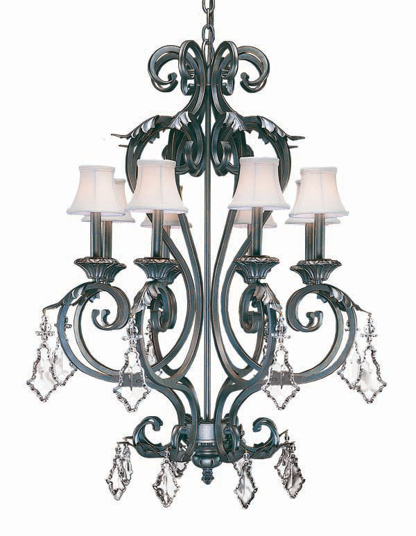 Josephine 8 - Light Chandelier, French Bronze, White Parchment