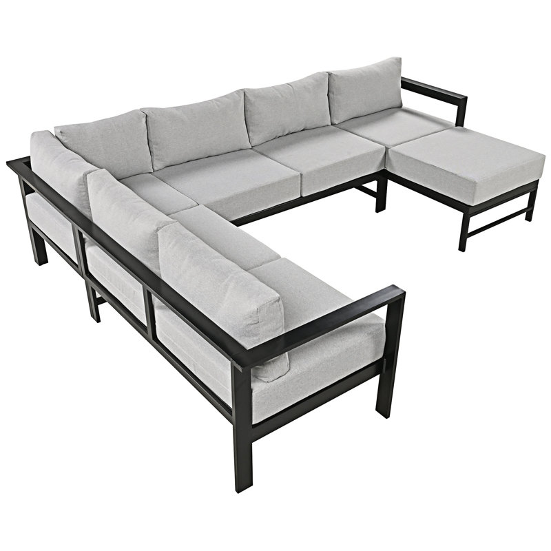 U-shaped Multi-person Outdoor Sofa Set, Gray