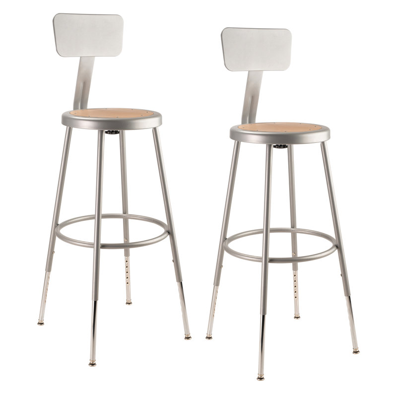 Tabouret en acier robuste avec dossier, gris, 39"