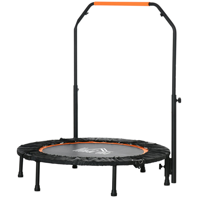 HOMCOM ft Round Fitness Trampoline with Handlebar