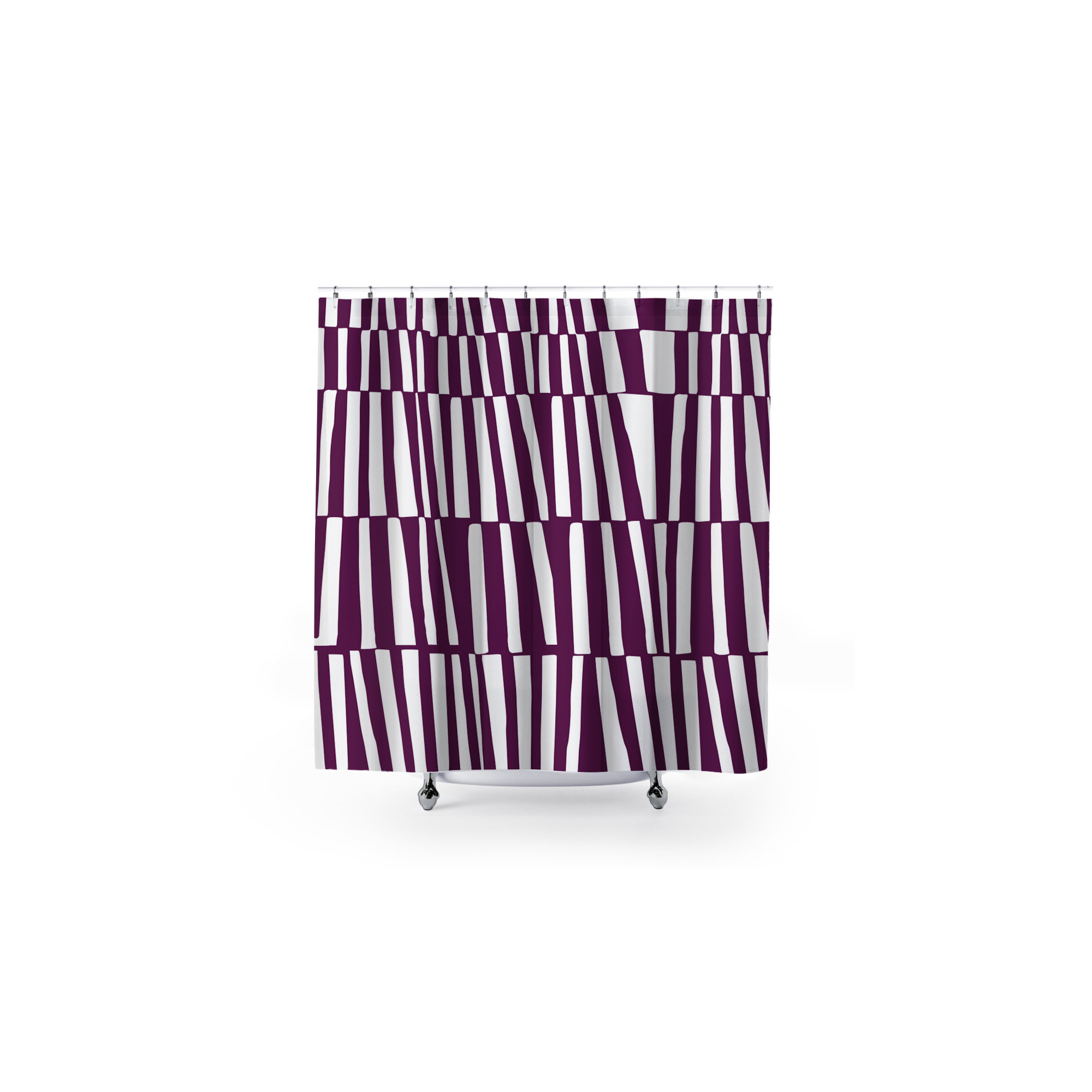 Thora Abstract Mid-Century Shower Curtain, Purple