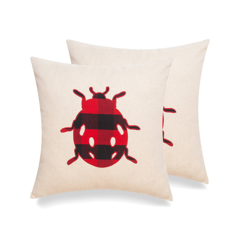  Coussin en patchwork de lin, Plumes, Noir / rouge