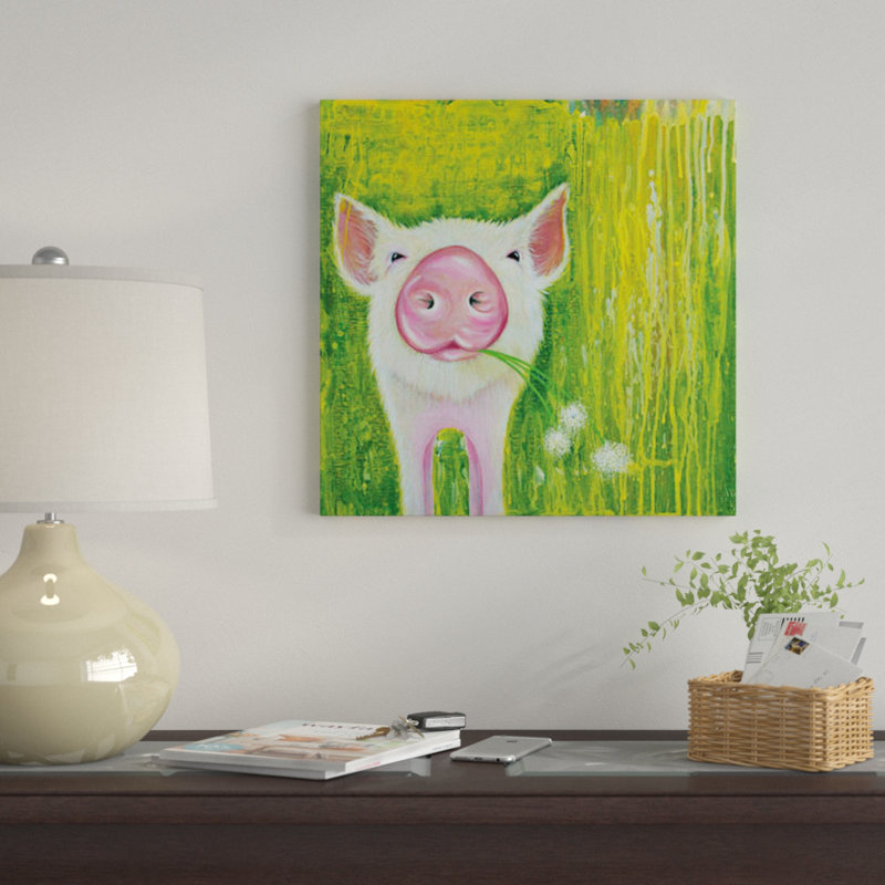 Cochon par Michelle Faber, reproduction d'art graphique sur toile, H 26 po x l 26 po x P 1,5 po, Pas de tapis, Toile tendue