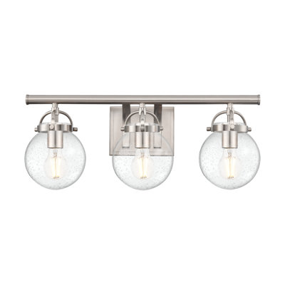 Jacobus - 3 lumières - 22 pouces - Nickel satiné - Abat-jour granuleux - Éclairage pour meuble-lavabo