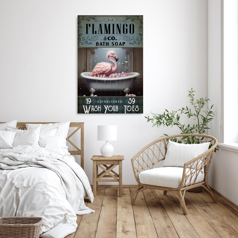 «Flamingo Bath Soap», impression rectangulaire 1 pièce «Flamingo», impression sur toile tendue, L 16 po x H 20 po