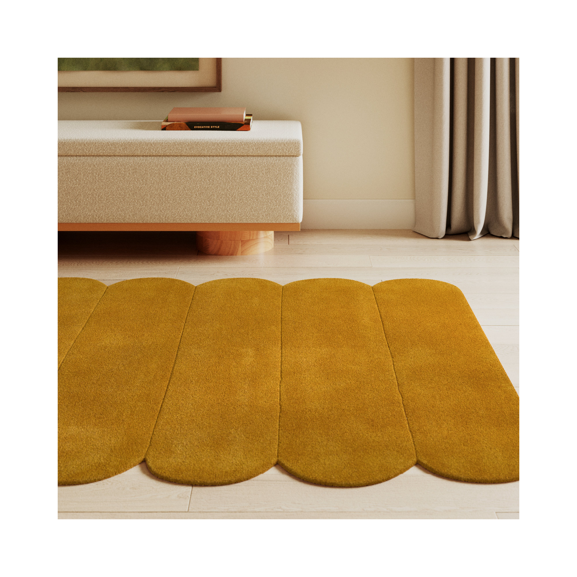 Dabria Hand Tufted Wool Tumeric Rug, Rectangle 5' x 8'