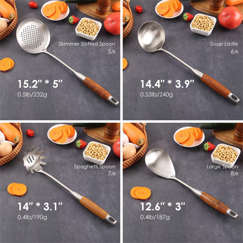 18/10 Stainless Steel and Rosewood 8-Piece Kitchen Utensil Set