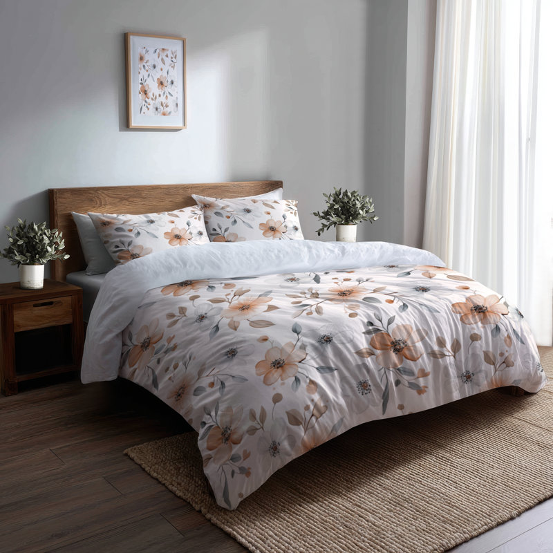 Ensemble de housse de couette et coussin décoratif Floral, Housse de couette très grand et 2 très grandes t
