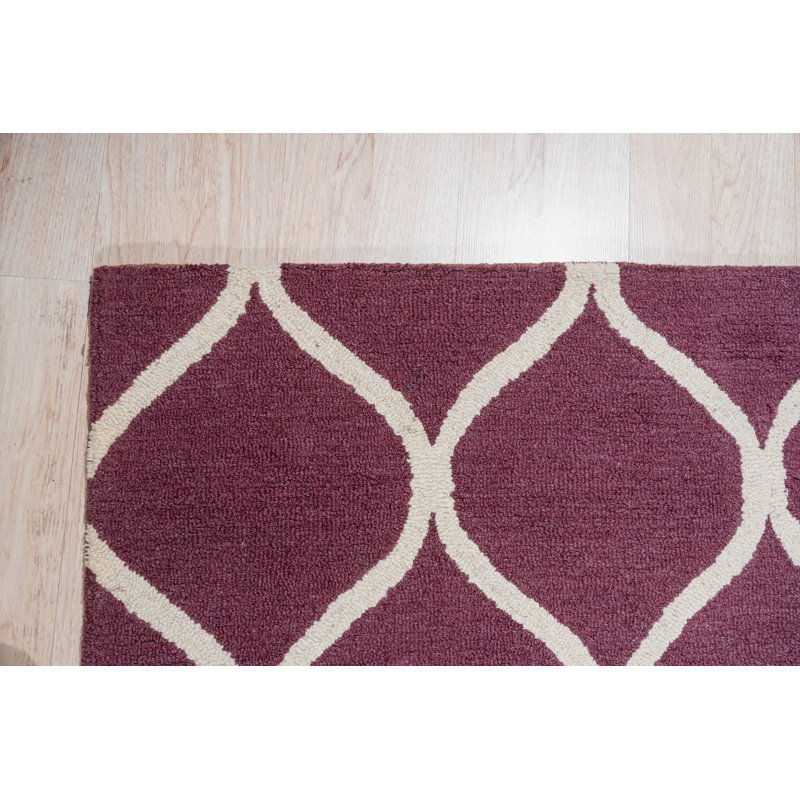 Hand Tufted Wool Area Rug in Blue, Purple