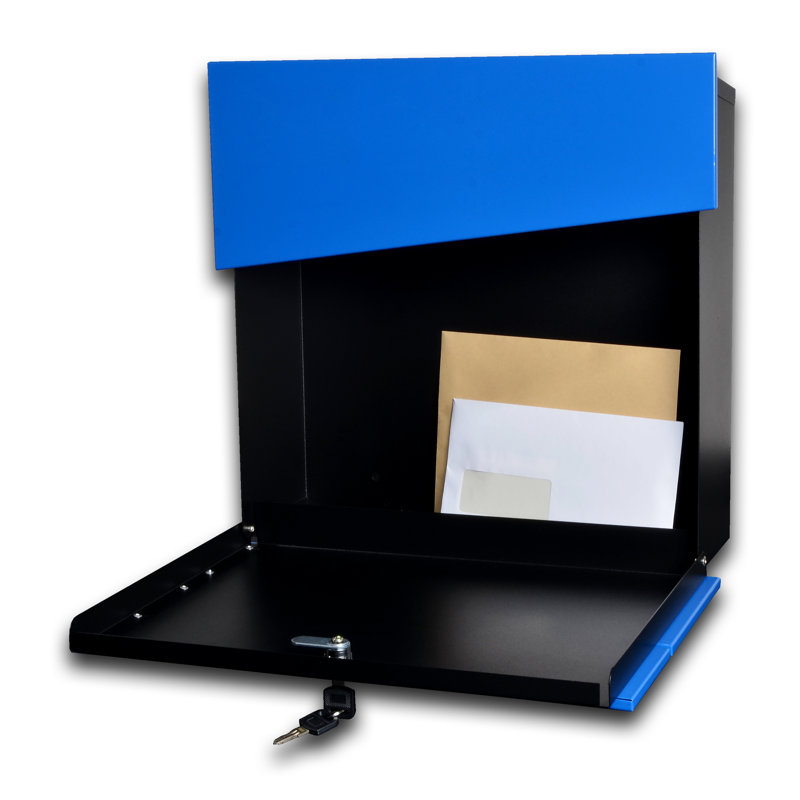 Adigun Steel Wall Mounted Post Box, Blue