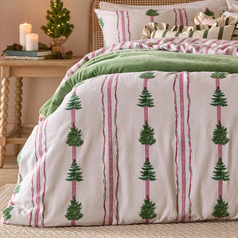 Spruce Stripe Reversible Brushed Cotton Duvet Cover Set