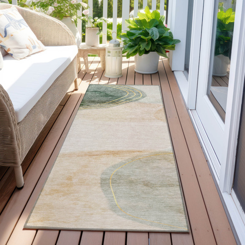 Blakelie Washable Abstract Indoor / Outdoor Rug, Runner 2'3" x 7'6"