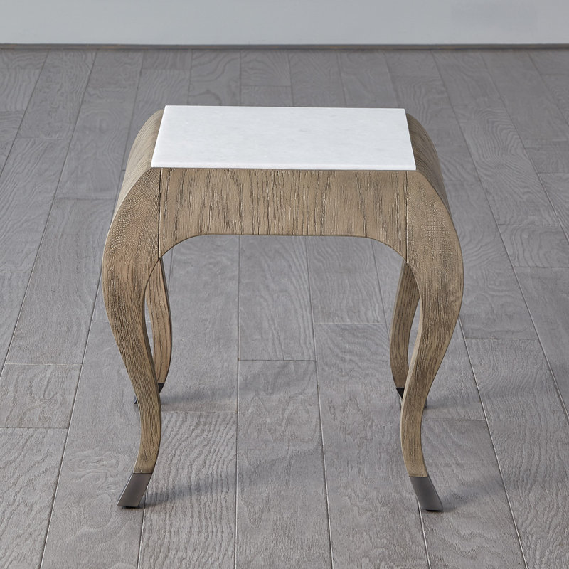 Paris Marble End Table, Grey Sandblasted Oak, White