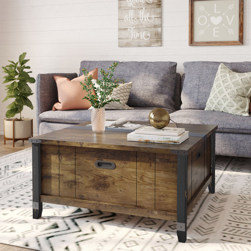 Table basse à plateau relevable Ivybridge, Brun rustique