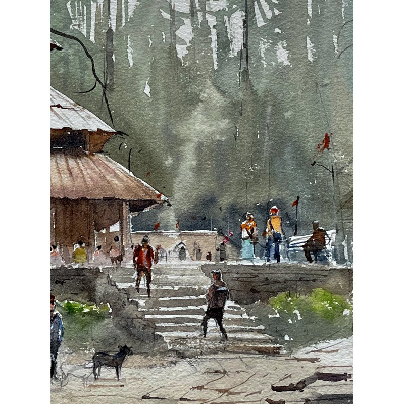 Aquarelle du temple Hidimba Devi | Nishikant Palande