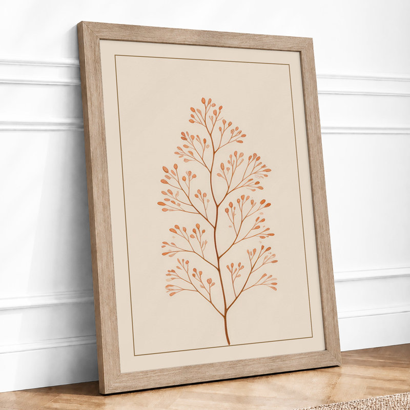 Branching Stem in Rust Botanical - Framed Print, A1 - 84.1 x 59.4 cm, Oak