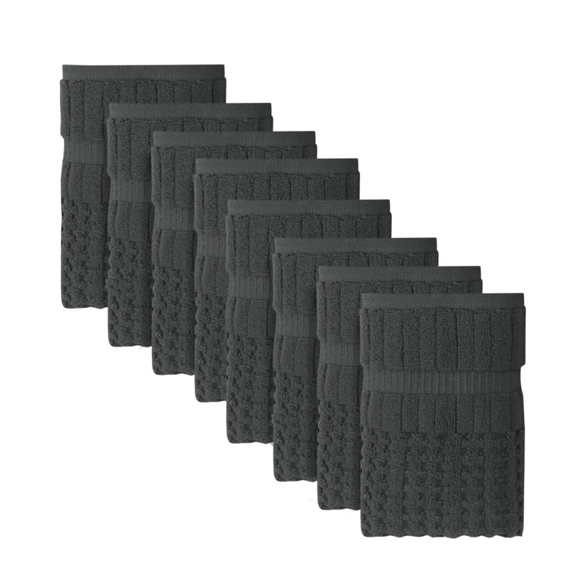 Willow 8 Pieces Hand Towel Set – 100% Combed Cotton, Premium Quality 630 GSM, Dark Grey, Ultra-Soft & Highly Absorbent (8 Hand Towels)