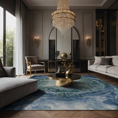 Tapis bleu soyeux et moelleux