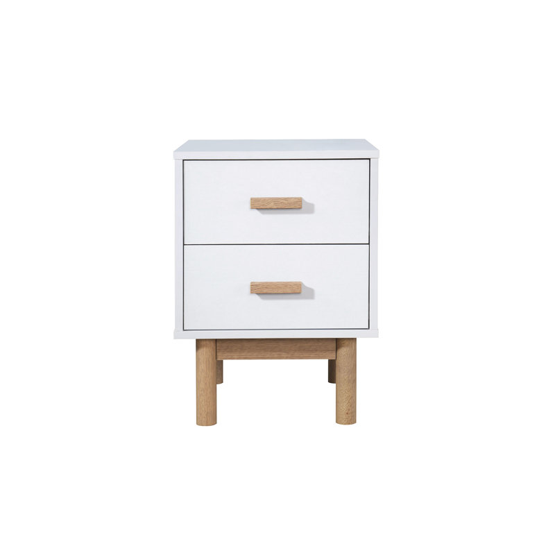 Lexys 40cm W Manufactured Wood Bedside Table, White/Brown