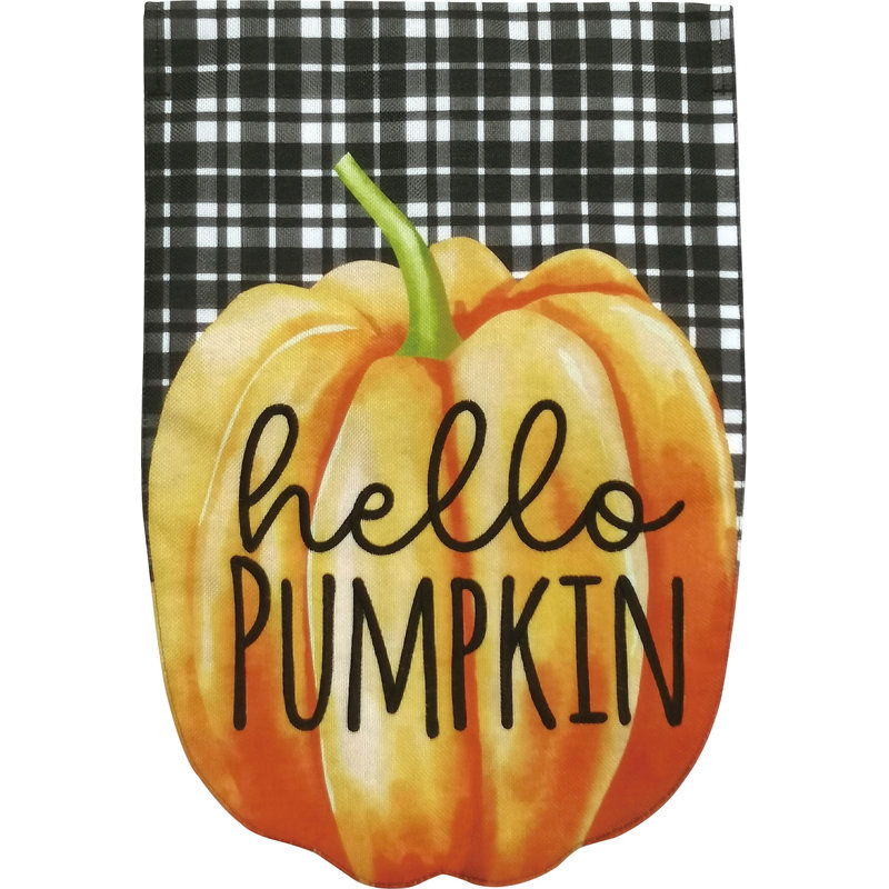 Hello Pumpkin Burlap House Flag
