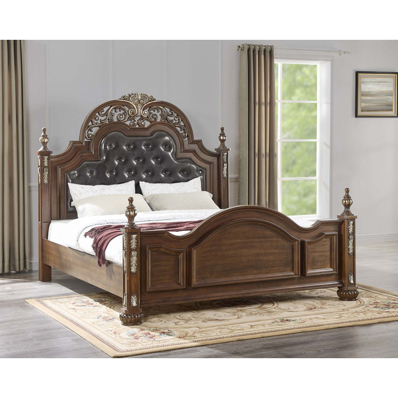 Bed Frame(Only Bed), Cherry, Queen