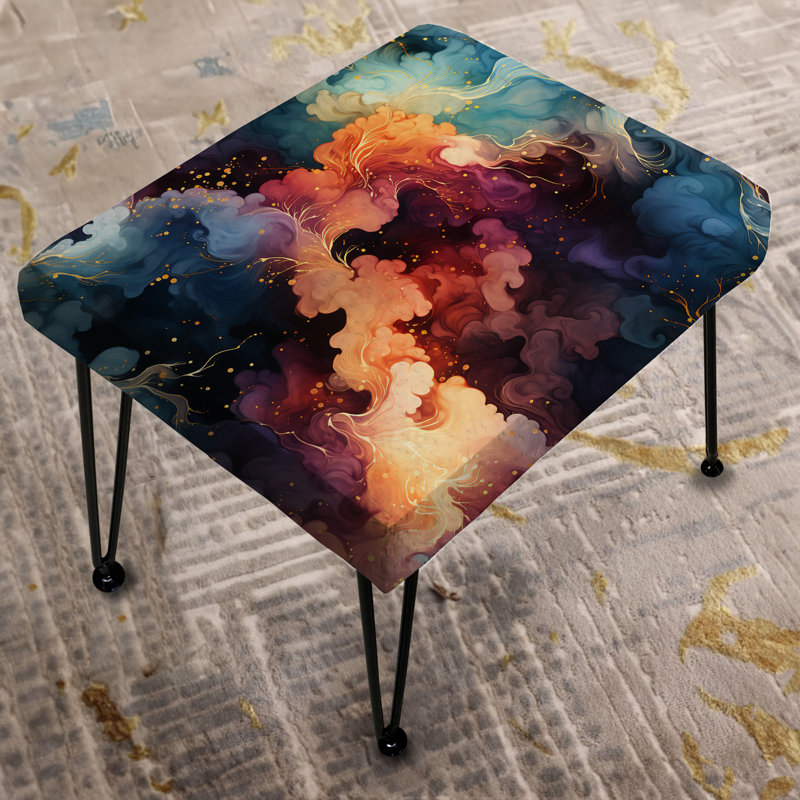 Blue And Purple Cosmic Voyage Marble Pattern - Marble Rectangle Ottoman