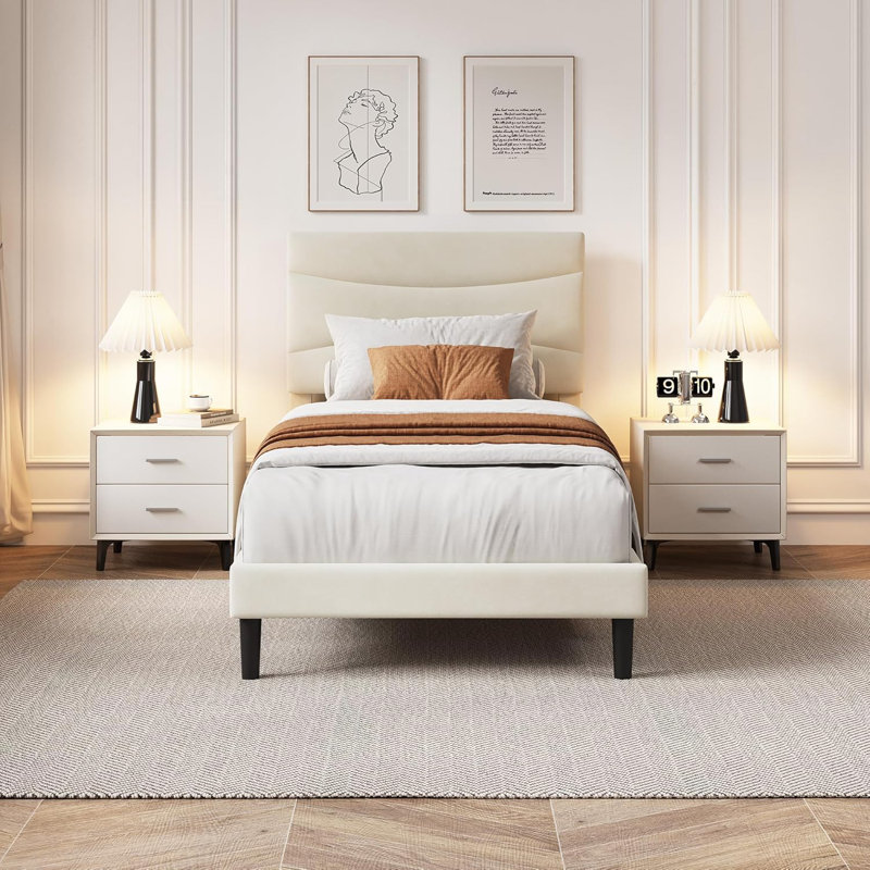 Upholstered Platform Bed Frame Twin Size