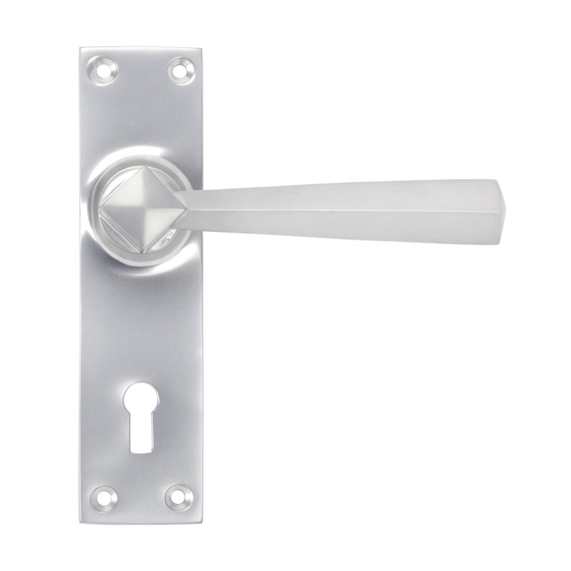 Straight Lock Door Handle, Satin Chrome