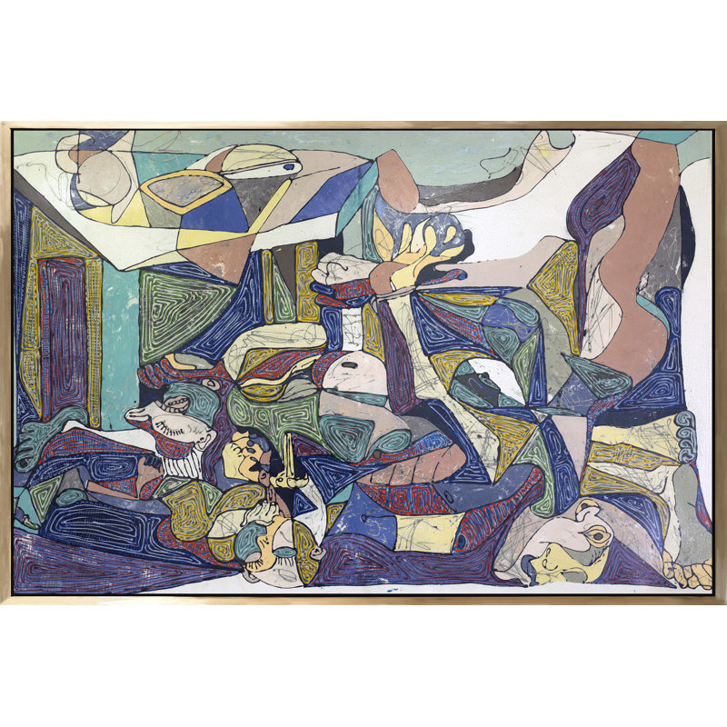 «World Adrift», peinture sur toile à cadre flottant, H 48 po x l 72 po