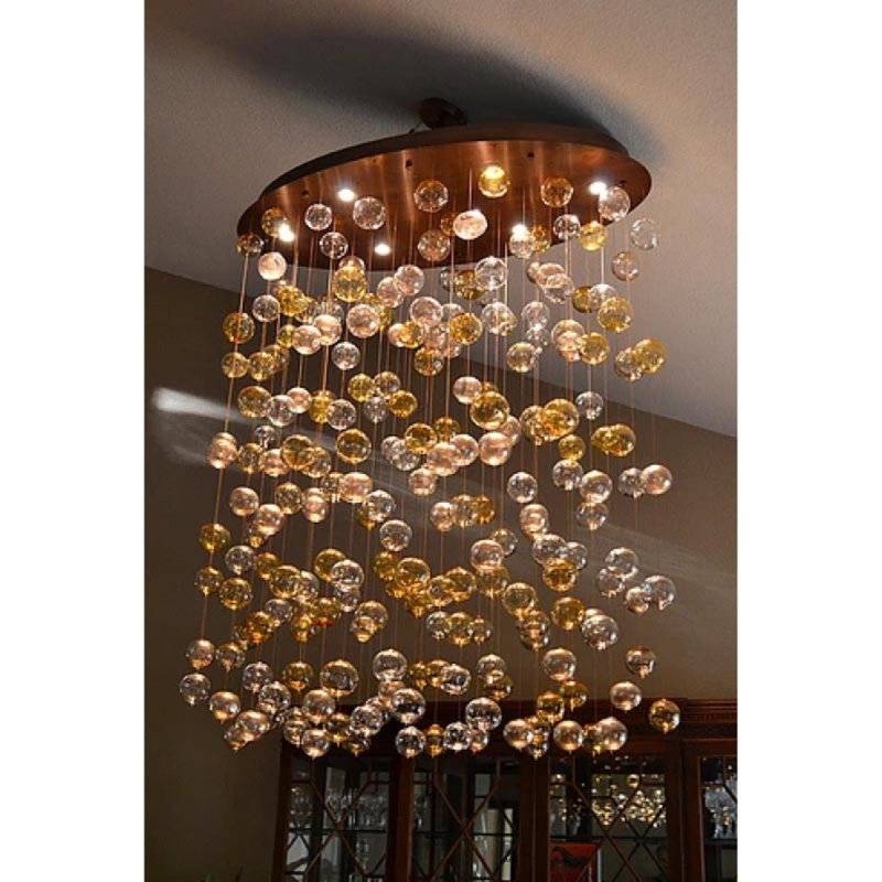 Lustre 18 lumières à suspension, Chrome, Fumée, 18" Diameter x 42" Height