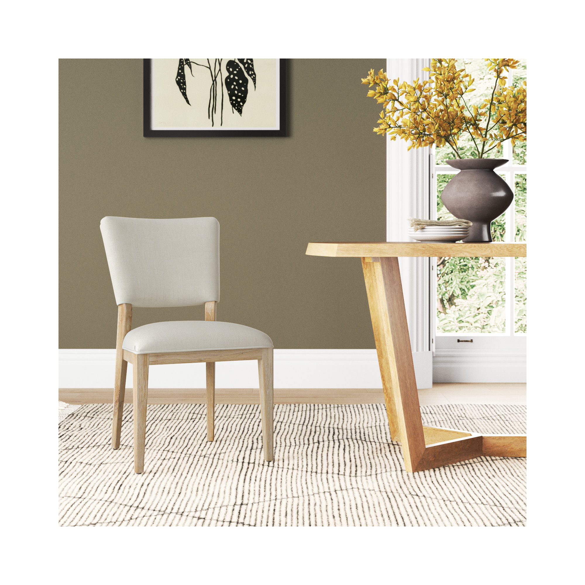 Dian Cotton Blend Side Chair in White/Natural