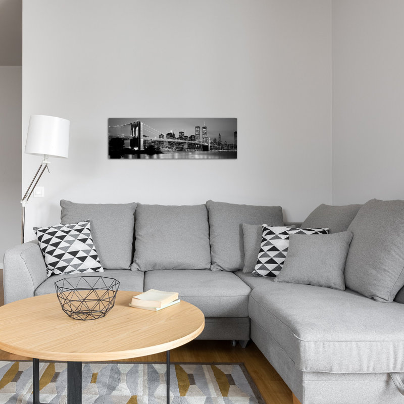 Art mural sur toile tendue, sur toile tendue, à travers un river allumé au crépuscule, H 12 po x l 36 po x P 1,5 po